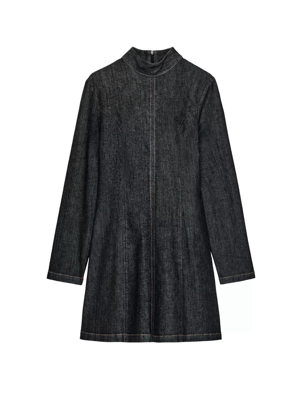 Zara Denim Mock Neck Mini Dress